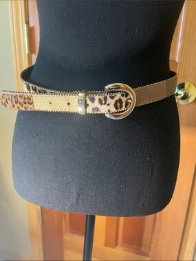 Women's Leopard Print Gold Accent Belt - Brand = Elite